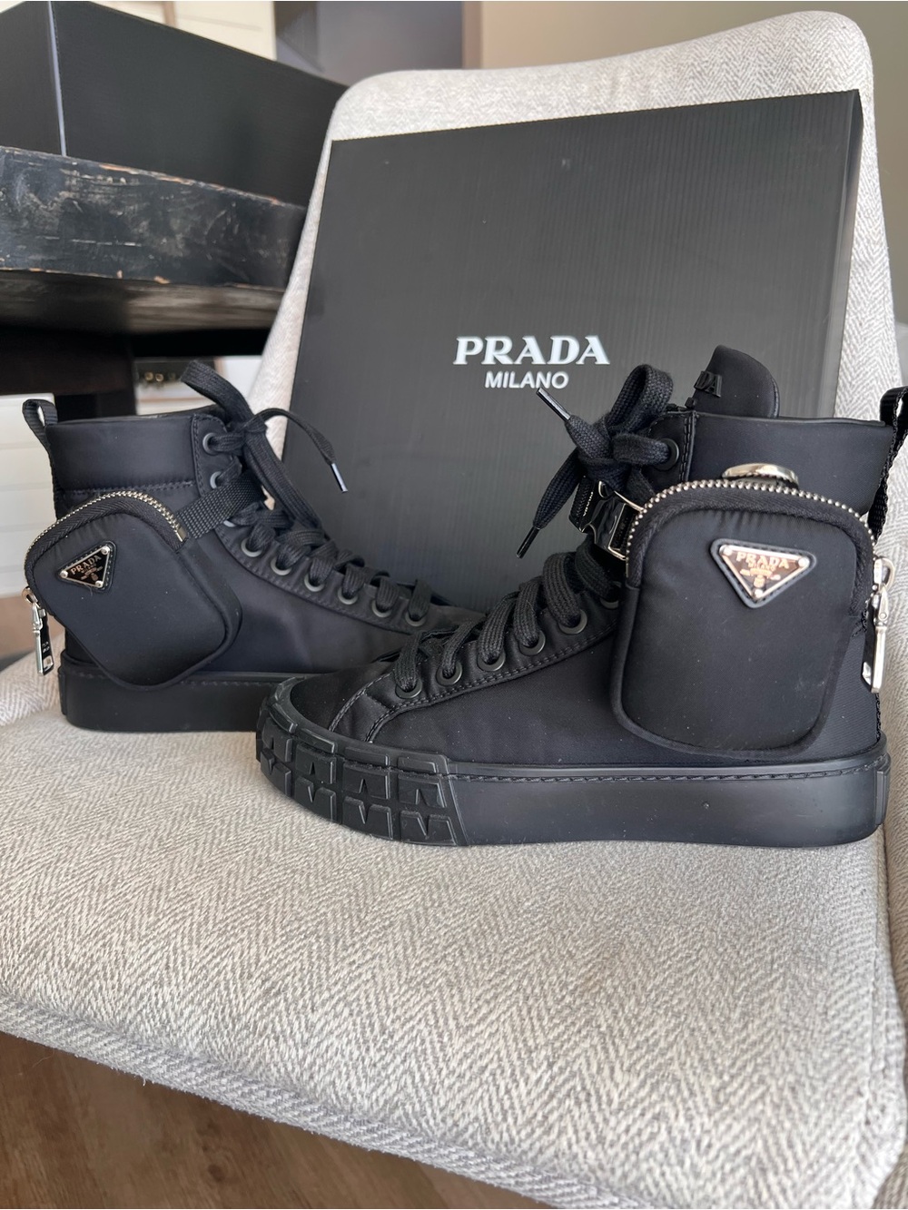 PRADA | Wheel Re-Nylon High-Top Sneakers